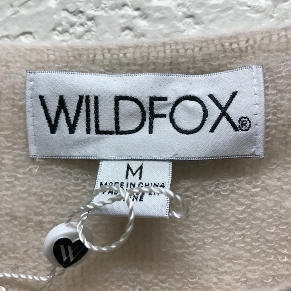 WILDFOX Sweater Wool Blend Distressed Beaded Lightweight NWT Tan Medium - Picture 6 of 9